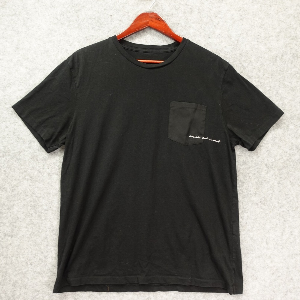 Black Pocket T Shirt ALL SAINTS Mens S Scripture Logo Basic Crewneck Relaxed Fit